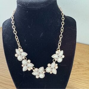 Elegant Gold and White Floral Necklace
